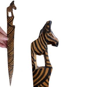 Handmade Wooden Safari Zebra Letter Opener - Kenya